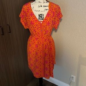 Silk button up dress with removable sash